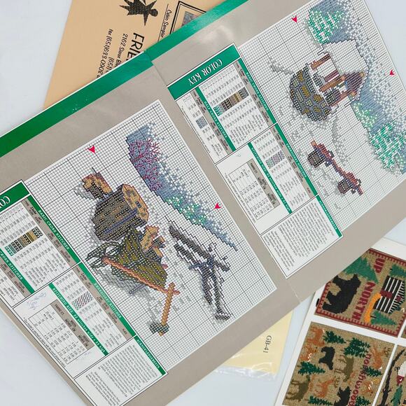 Mountain Winter Cabin Woods Retreat Cross Stitch Chart Pattern Mixed Lot Bear - Picture 7 of 9